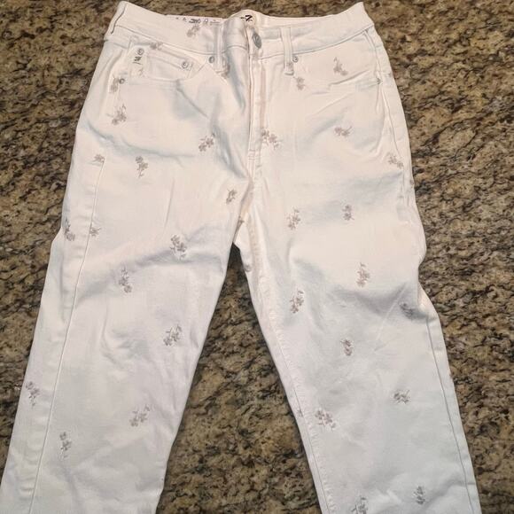 NWT Seven7 Women’s Size 6 90’s Straight Jean Cream Embroidered High Rise Floral - Picture 2 of 11